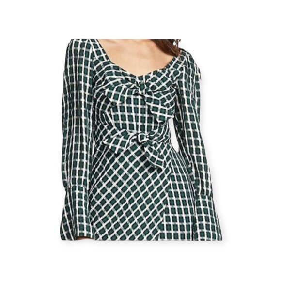 Anthropologie Plaid Midi Dress, Size S, Evergreen & White NWT - Picture 2 of 16